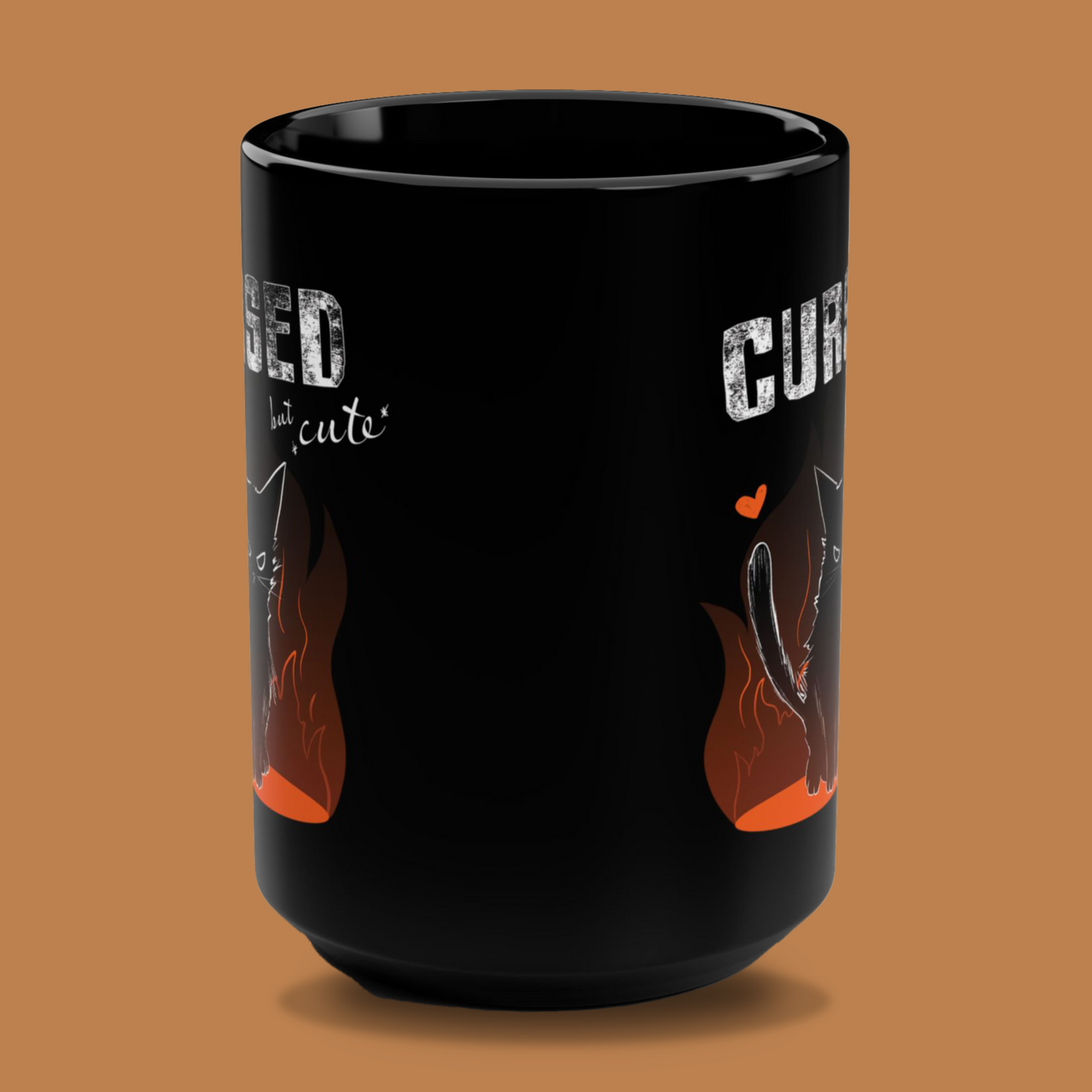 Black Coffee Mug - "Cursed but Cute" 15oz