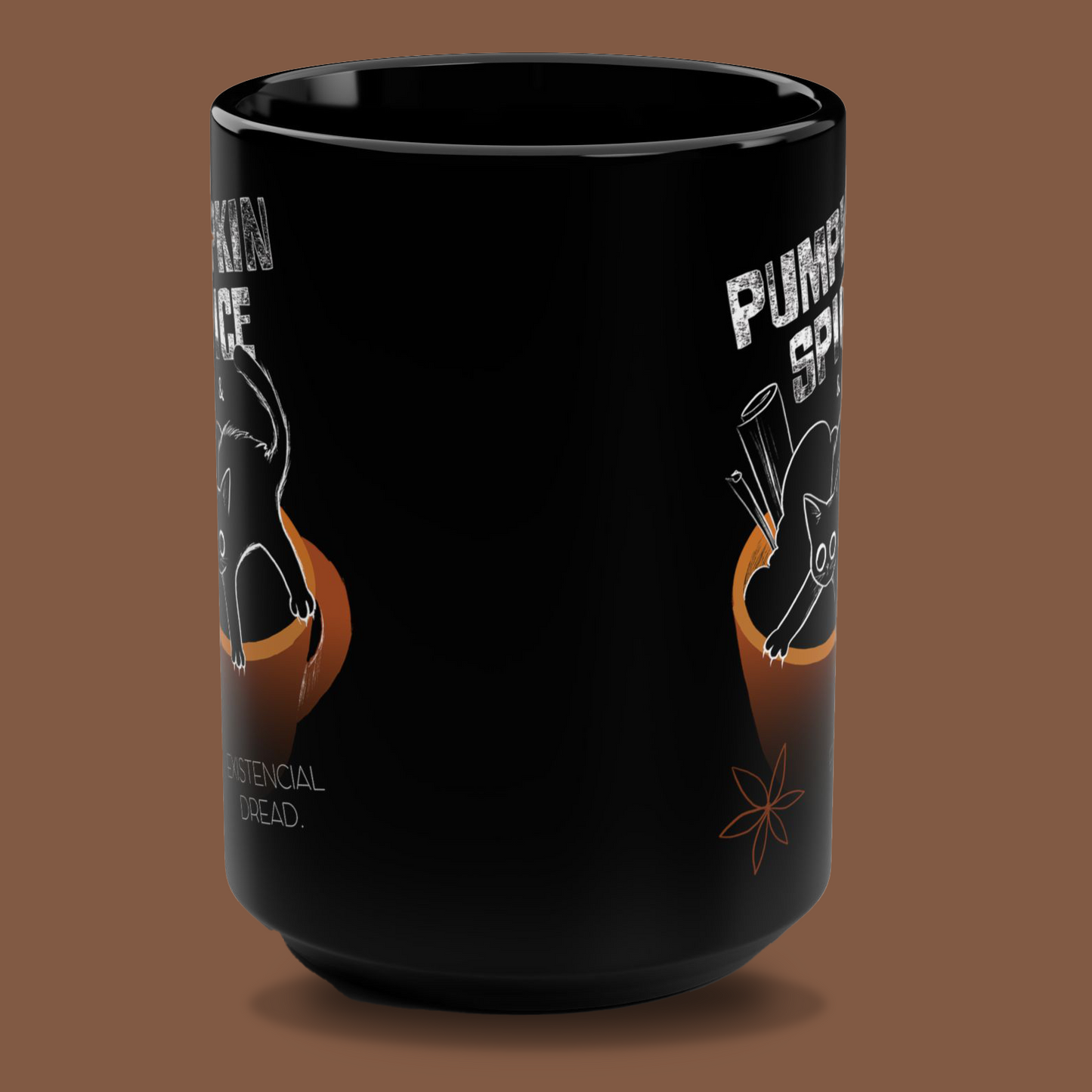 Black Mug - "Pumpkin Spice and Existential Dread" 15oz