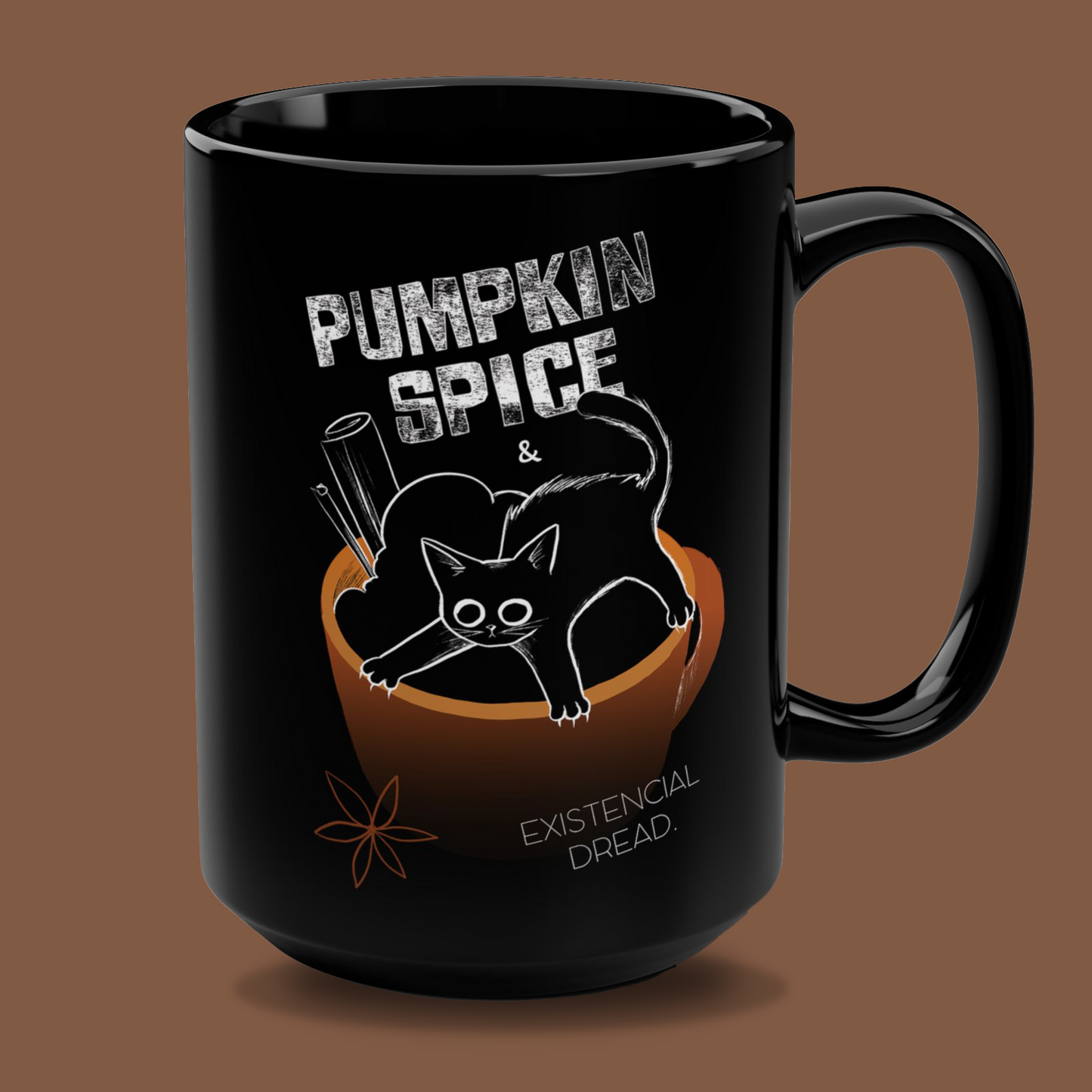 Black Mug - "Pumpkin Spice and Existential Dread" 15oz